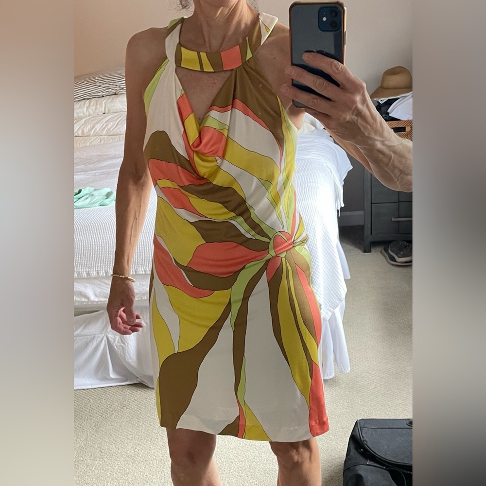 Trina Turk Colorful Choker Neck Dress